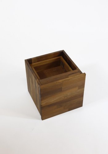 NOCNOI Puzzle Schubladeneinsatz, m. 2 Schubladen, mit Push-Open-Funktion - Nussbaum massiv geölt (H: 33,8cm x33,8cm x 33,8cm)