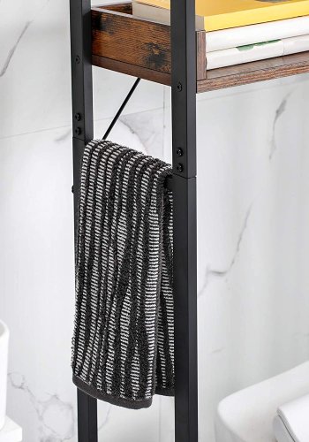 VASAGLE toaletthylle, m. 3 hyller - rustikk brun sponplate og sort stl