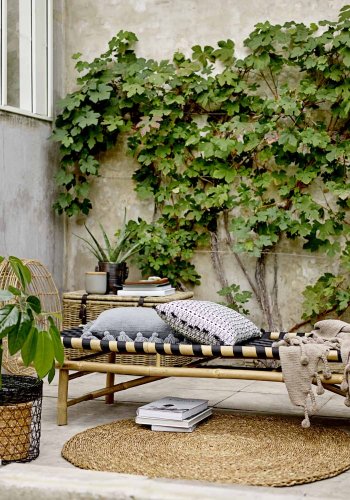 BLOOMINGVILLE Vida daybed, sammenleggbar - naturlig bambus og svart polyester (190x70)