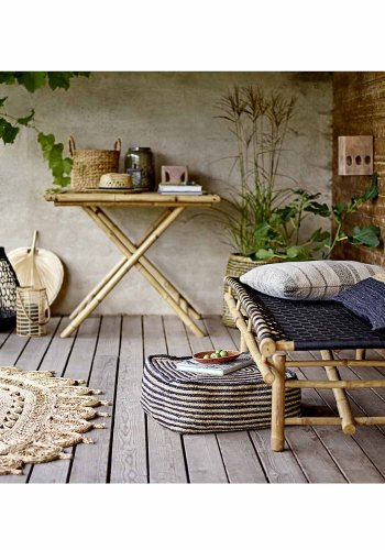 BLOOMINGVILLE Vida daybed, sammenleggbar - naturlig bambus og svart polyester (190x70)