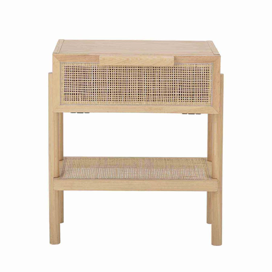 BLOOMINGVILLE Manon sidebord, m. lge og hylde, rektangulr - natur fyrretr/MDF og rattan (49x35)