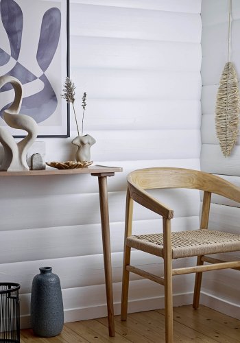 BLOOMINGVILLE Vitus spisebordstol, med armlener - solid naturlig eik og flettet papirsnor