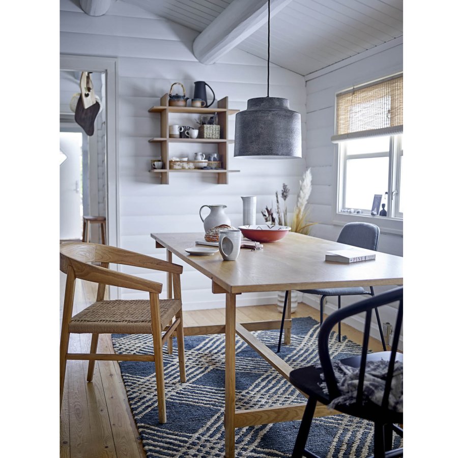 BLOOMINGVILLE Vitus spisebordstol, med armlener - solid naturlig eik og flettet papirsnor