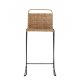 BLOOMINGVILLE Gunnel Barhocker, mit Rückenlehne und Fußstütze – natürliches Rattan und schwarzes Eisen
