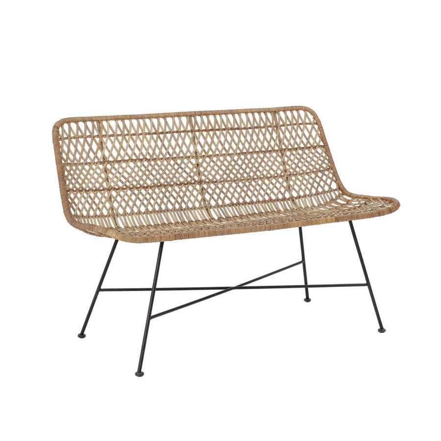 BLOOMINGVILLE Hallie Sofa, 2-Sitzer – natürliches Rattan und schwarzes Eisen