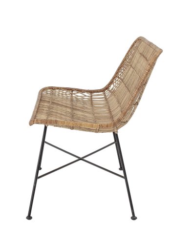 BLOOMINGVILLE Hallie Sofa, 2-Sitzer – natürliches Rattan und schwarzes Eisen