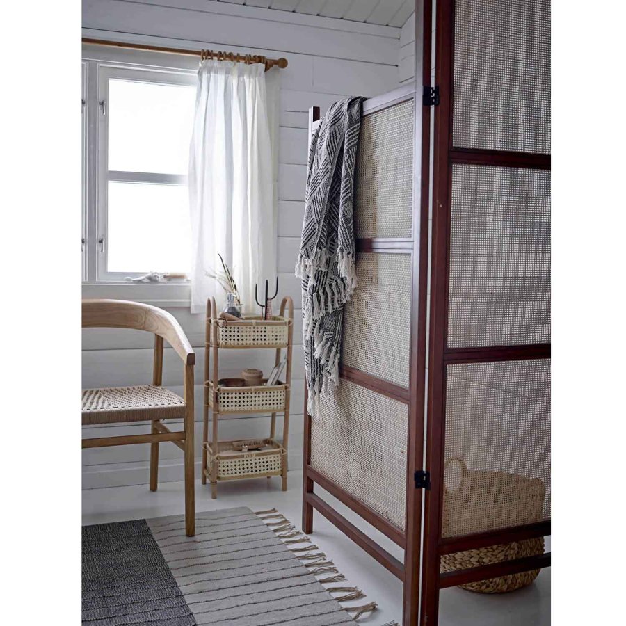 BLOOMINGVILLE Aciano Teppich, rechteckig – natur/grau gewebte Baumwolle mit gelben Details (250x80)