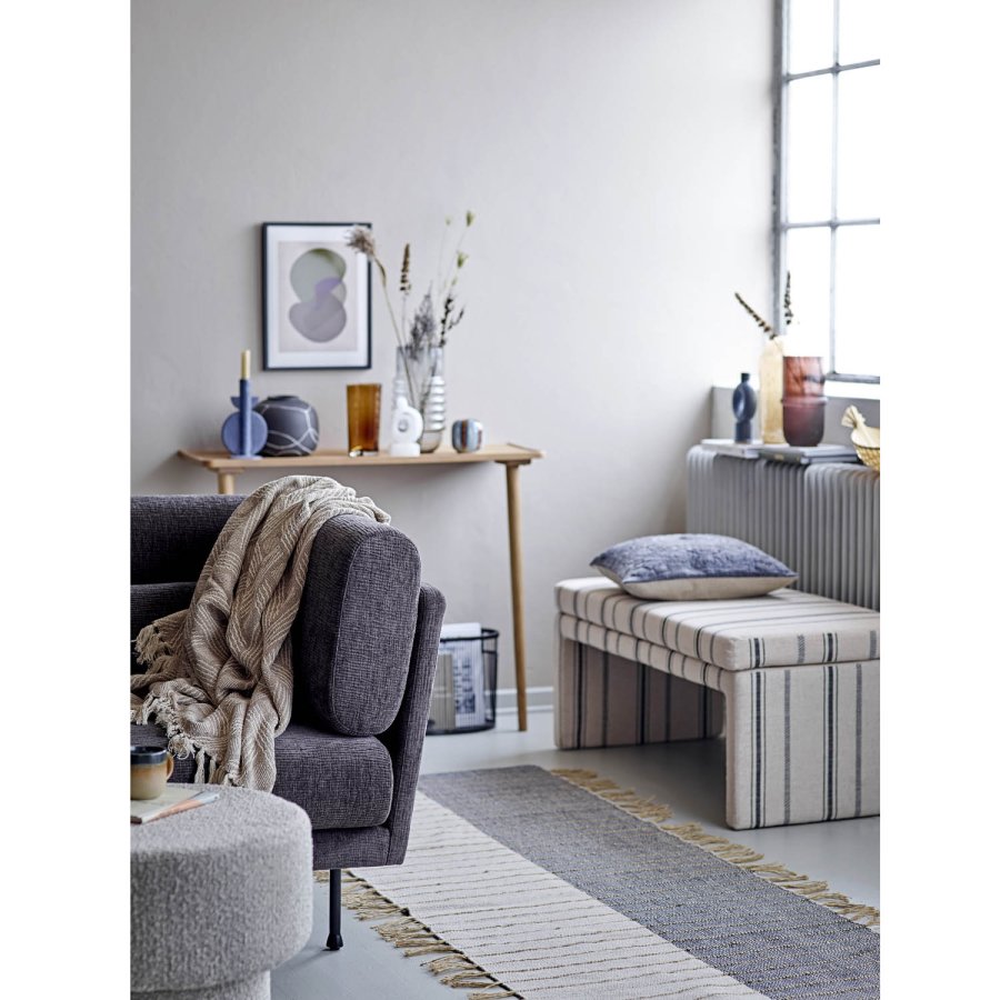 BLOOMINGVILLE Aciano Teppich, rechteckig – natur/grau gewebte Baumwolle mit gelben Details (250x80)