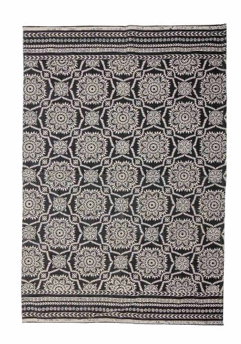 BLOOMINGVILLE Aco Teppich, rechteckig - schwarz/weiß gemusterte gewebte Baumwolle (180x120)
