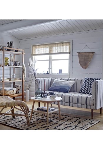 BLOOMINGVILLE Dell-teppe, rektangulrt - flettet naturlig jute med svarte detaljer (180x120)