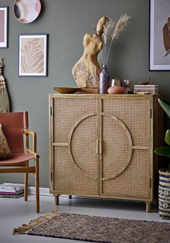 BLOOMINGVILLE Pablo Schrank, m. 2 Türen - natürliches Mangoholz und Zuckerrohr (95x100)