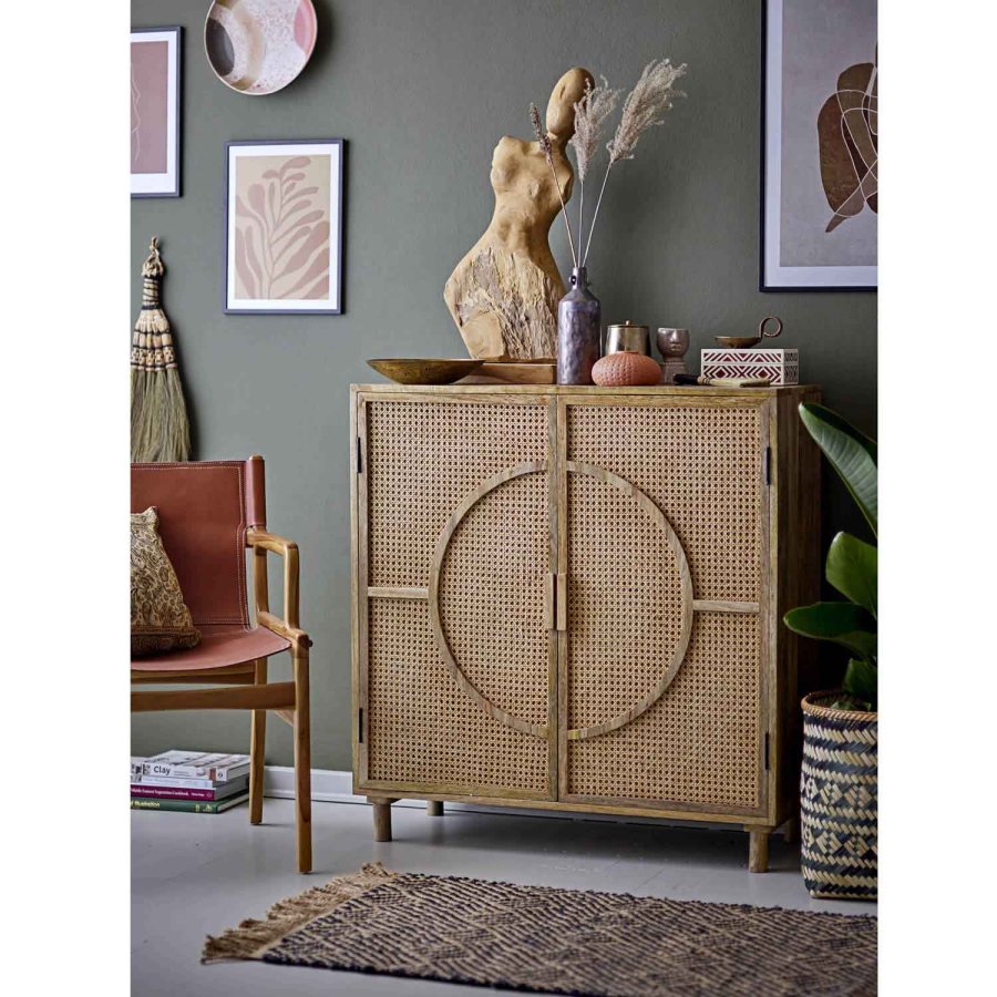 BLOOMINGVILLE Pablo Schrank, m. 2 Türen - natürliches Mangoholz und Zuckerrohr (95x100)