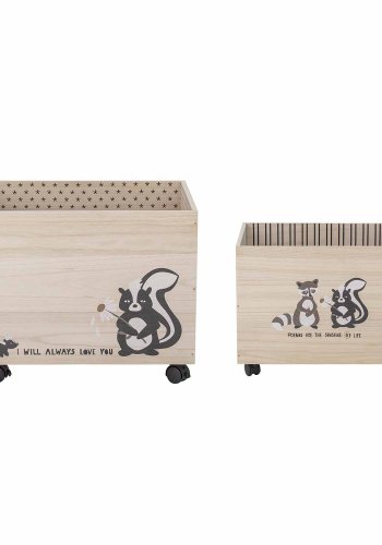 BLOOMINGVILLE MINI Nonni Aufbewahrungsbox, m. Räder – natürliches Paulownia-Holz (2er-Set)