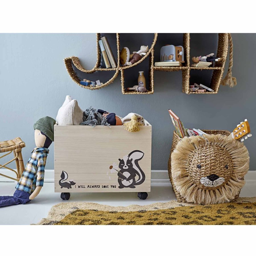 BLOOMINGVILLE MINI Nonni Aufbewahrungsbox, m. Räder – natürliches Paulownia-Holz (2er-Set)