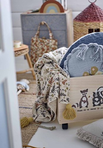 BLOOMINGVILLE MINI Nonni Aufbewahrungsbox, m. Räder – natürliches Paulownia-Holz (2er-Set)