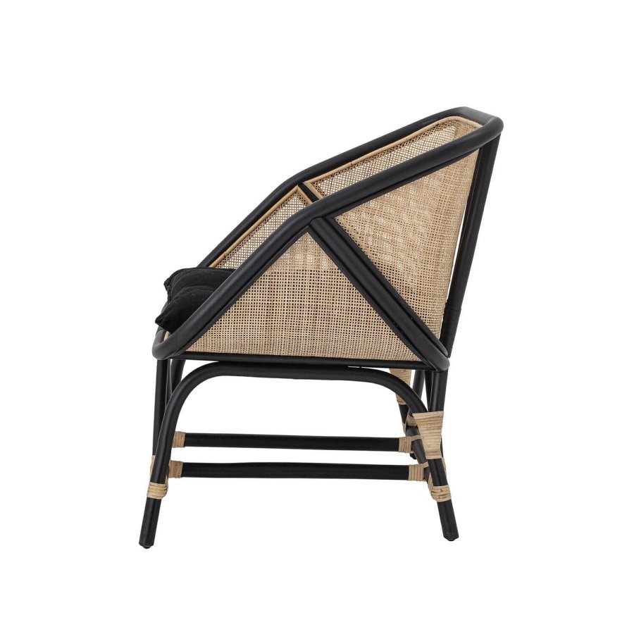 BLOOMINGVILLE Loue loungestol, m. armln og hynde - sort/natur rattan