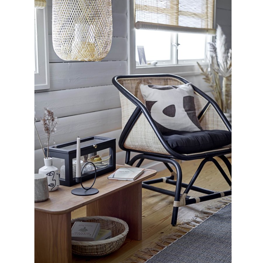 BLOOMINGVILLE Loue loungestol, m. armln og hynde - sort/natur rattan