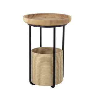 BLOOMINGVILLE Hitti sidebord, m. kurv, rund - suar tr, sort jern, rattan ( 45)