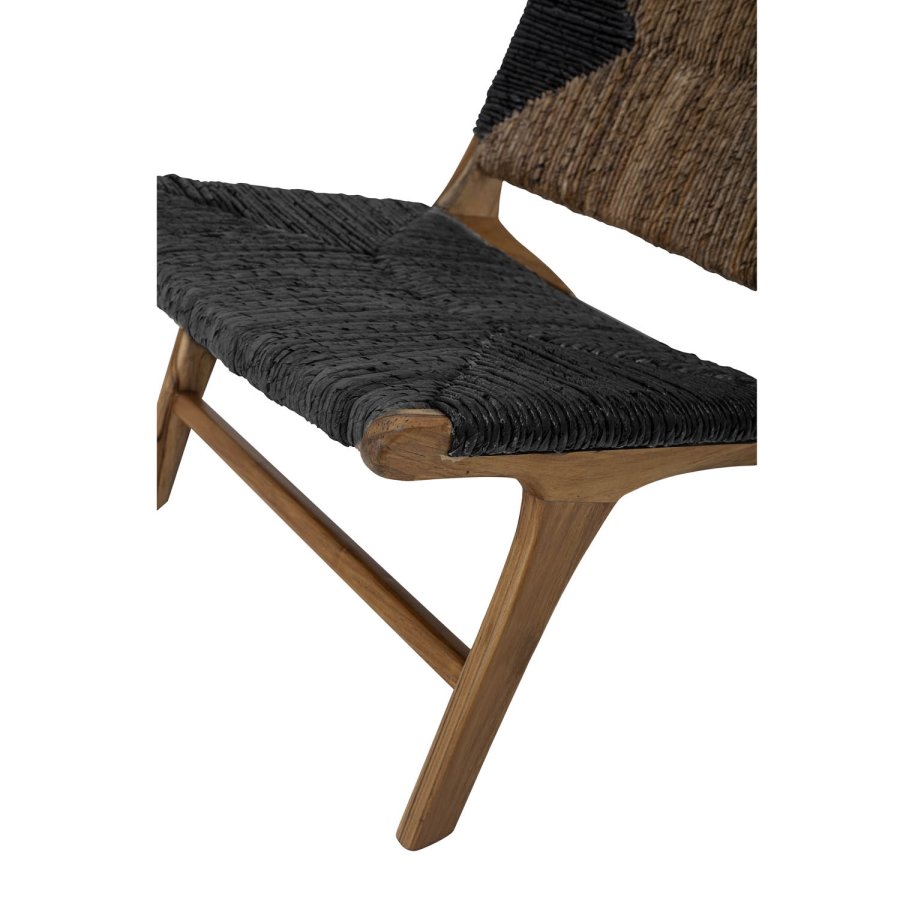 CREATIVE COLLECTION Grant Loungesessel – braun/schwarze Bananenblätter und braunes Teakholz