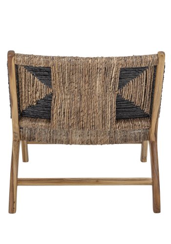 CREATIVE COLLECTION Grant Loungesessel – braun/schwarze Bananenblätter und braunes Teakholz