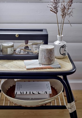 BLOOMINGVILLE Loue sidebord, m. hylde, rektangulr - sort/natur rattan (79x54)