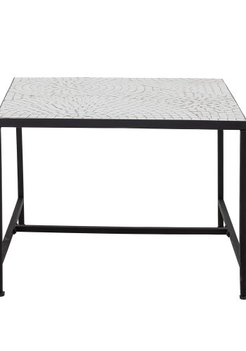 BLOOMINGVILLE Niah sofabord, firkantet - hvit stein/keramikkmosaikk med svart jernramme (60x60)