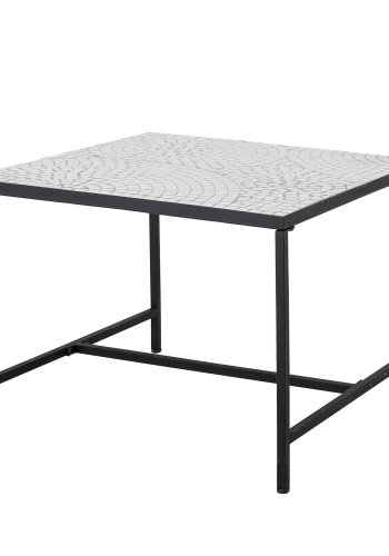 BLOOMINGVILLE Niah sofabord, firkantet - hvit stein/keramikkmosaikk med svart jernramme (60x60)