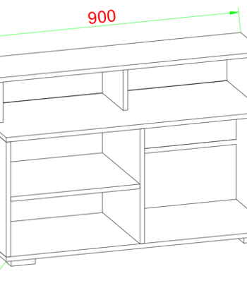 VCM NORDIC Balanisa TV-Tisch, m. 5 offenen Fächern - schwarzes Holz (90x36)