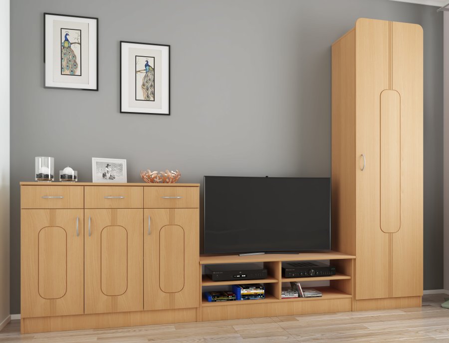 VCM NORDIC Balia Garderobenständer mit 4 Haken - Naturholz (2er-Set)