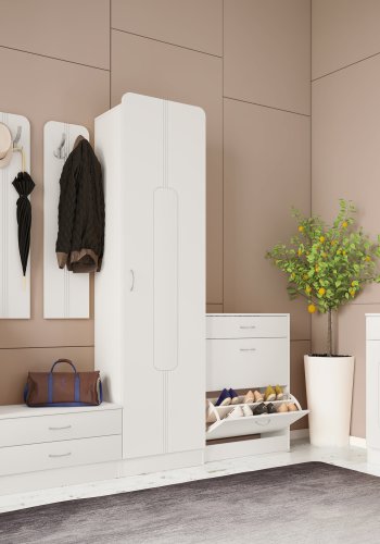 VCM NORDIC Balia Wandspiegel, rechteckig – weißes Holz (90x50)