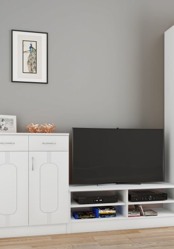 VCM NORDIC Balia Kleiderschrank, mit 1 Tür und 1 Einlegeboden – weißes Holz