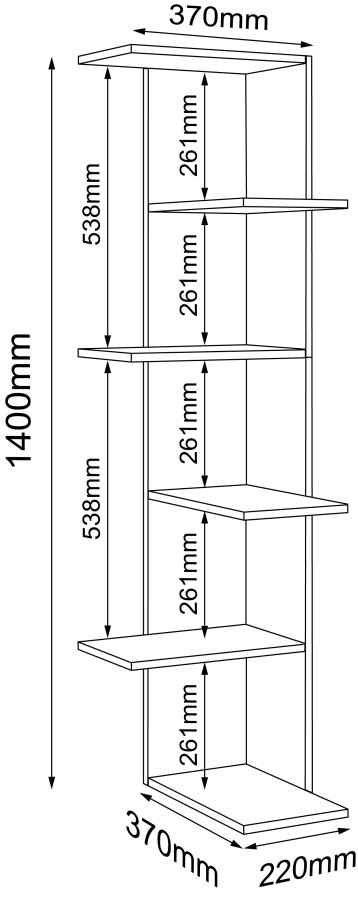 VCM NORDIC Balos XL Eckwandregal - weißes Holz