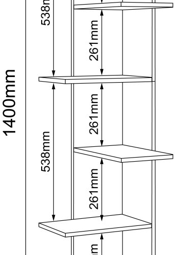 VCM NORDIC Balos XL Eckwandregal - Weiß/Naturholz