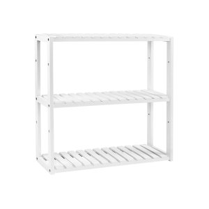 SONGMICS BCB13W Bambushylde, H�jdejusterbar, 3-lags hylde, 60 x 15 x 54 cm, Til Badev�relse, V�g, K�kken, B�ger, Hvid