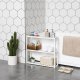 SONGMICS BCB13W Bambushylde, H�jdejusterbar, 3-lags hylde, 60 x 15 x 54 cm, Til Badev�relse, V�g, K�kken, B�ger, Hvid