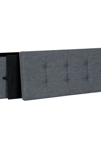 SONGMICS puff, rektangulr, sammenleggbar, med oppbevaringsplass - mrkegr lin (76x38)