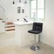 SONGMICS LJB64B barstol, m. rygl�n, fodst�tte, h�jdejusterbar, 360� drejbar - sort kunstl�der og forkromet st�l (s�t med 2)