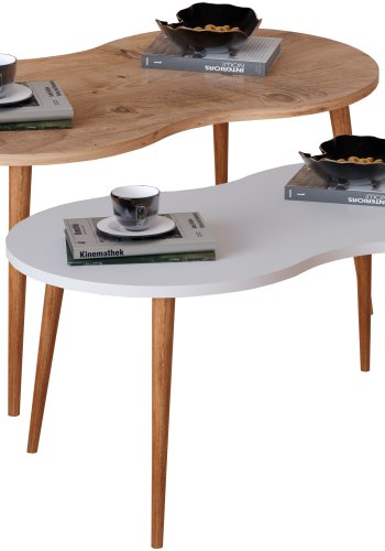 VCM NORDIC Barilo Couchtisch, mit abgerundeten Kanten – Naturholz (90x41)