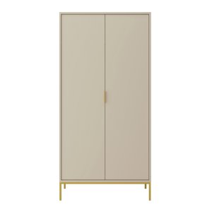 KOCOT Austin garderobeskab, m. 2 lger, 1 hylde, 1 bjlestang - kashmir laminat og guld stl