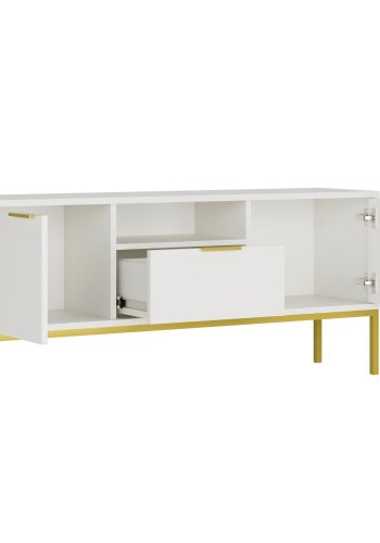 KOCOT Austin TV-Schrank 135 Wei & Gold
