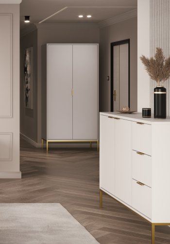 KOCOT Austin Kleiderschrank in Wei und Gold