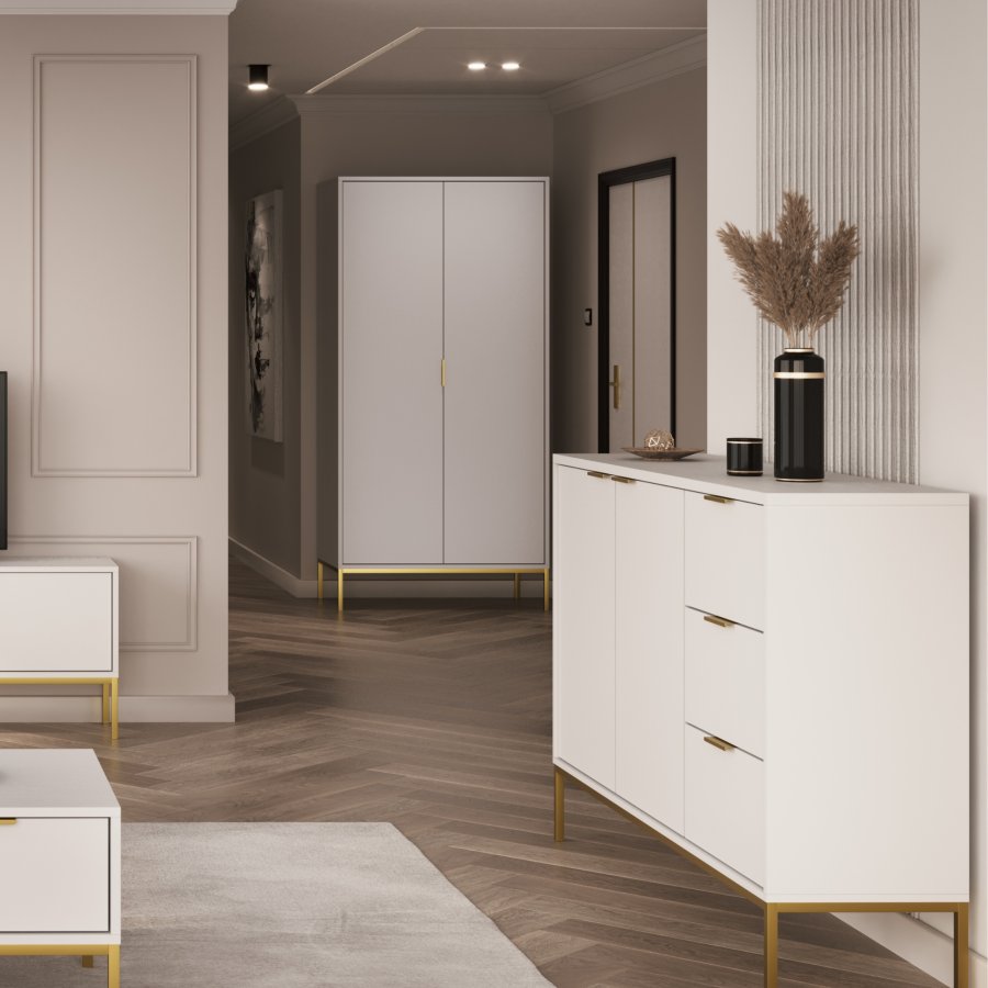 KOCOT Austin Kleiderschrank in Wei und Gold