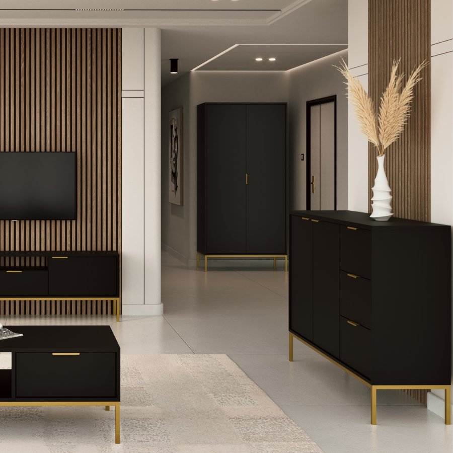 KOCOT Austin Kleiderschrank Austin schwarz & gold