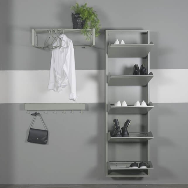 SPINDER DESIGN 5 Billy skoskap, m. 5 drer, rektangulr - stvete grnt stl (50x169)