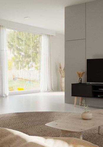 KOCOT RTV Toronto TV-bord, m. 2 drer og 1 hylle - svart bk (160x35)