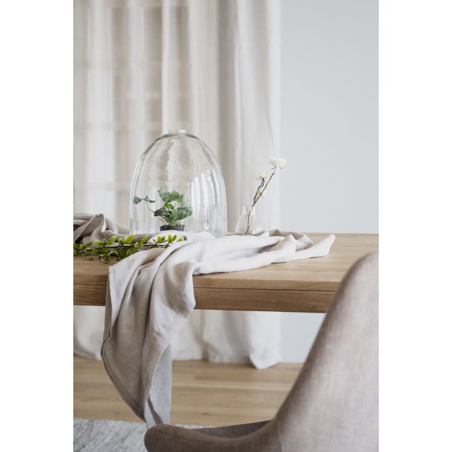 ROWICO Brooklyn rektangulr spisebord, m. udtrk - lakeret egetr m. U-ben i sort metal (220x95)