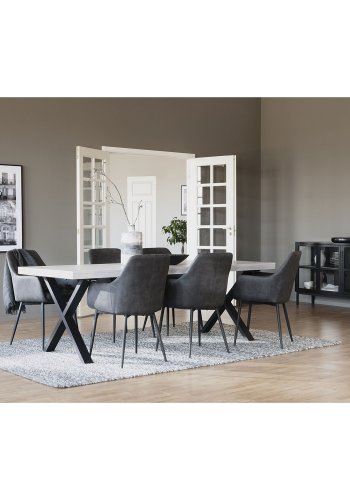 ROWICO Reily loungestol, m. armln - mrkegrt stof og sorte metalben