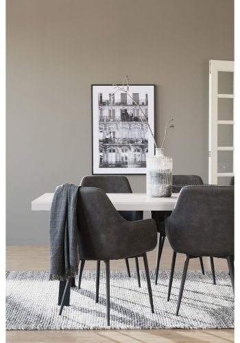 ROWICO Reily loungestol, m. armln - mrkegrt stof og sorte metalben