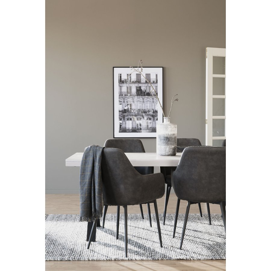 ROWICO Reily loungestol, m. armln - mrkegrt stof og sorte metalben