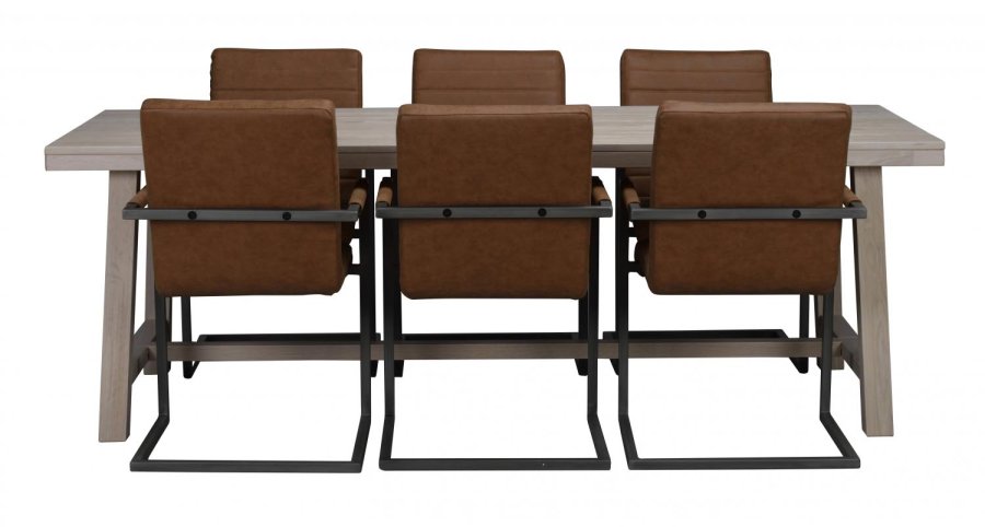 ROWICO Brooklyn spisebord - hvidpigmenteret eg m. udtrk (220x95)